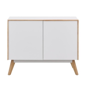 Autumn Scanvinadian Small Sideboard Buffet Unit Storage Cabinet W/ 2-Doors - White/Oak
