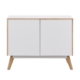 Autumn Scanvinadian Small Sideboard Buffet Unit Storage Cabinet W/ 2-Doors - White/Oak
