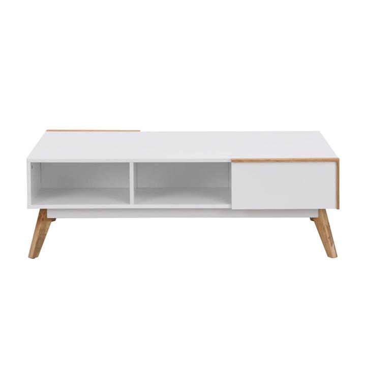 Autumn Scandinavian Rectangular Coffee Table W/ 2-Drawers - White/Oak