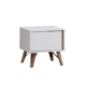 Ava Modern Scandinavian Bedside Nightstand Side Table W/  Door - White/Oak