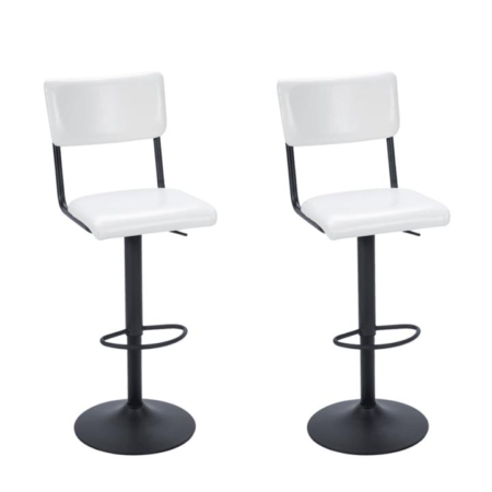 Set Of 2 Palmer Modern PU Leather Kitchen Counter Bar Stool - White