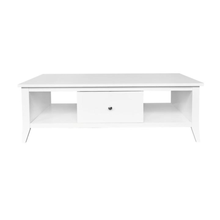 Sienna Modern Open Shelf Coffee Table W/ 1-Drawer - White