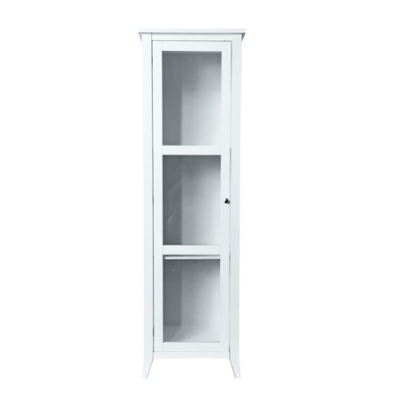 Sienna 3-Tier Display Shelf Tall Storage Cabinet W/ 1-Glass Door - White