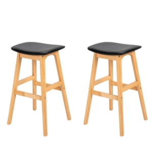 Set Of 2 Flora Modern Scandinavian Kitchen Counter Bar Stool - Black