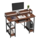 2-Tier Writing Study Computer Home Office Desk 120cm W/ Storage - Brown