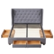 Modern Fabric Bed Frame W/ 4-Drawers Storage Queen Size - Dark Grey