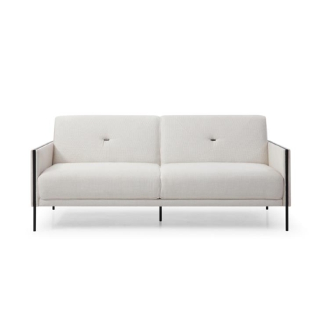 Designer Fabric Modern Luxury 3-Seater Sofa Bed Lounge - White