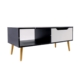 Modern Scandinavian Rectangular Wooden Coffee Table W/ 1-Drawer - Black & White