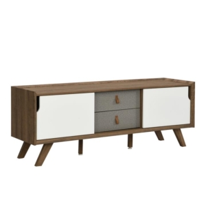 Kruz Lowline TV Stand Entertainment Unit W/ 2-Door 2-Drawers - Walnut