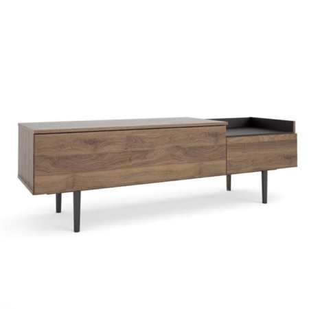 Remy Low Buffet Unit Sideboard Storage cabinet W/ 2-Drawers - Walnut