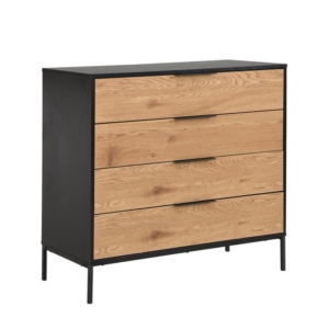 Vita Chest Of 4-Drawers Tallboy Storage Cabinet - Black/Oak