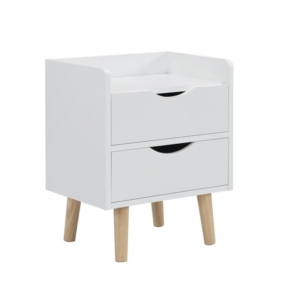 Lovro Modern Nightstand Bedside Table W/ 2-Drawers - White/Oak