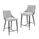 Set Of 2 Valor Velvet Fabric Kitchen Counter Bar Stool Metal Legs - Slate