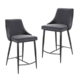 Set Of 2 Valor Velvet Fabric Kitchen Counter Bar Stool Metal Legs - Black