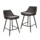 Set Of 2 Giannis Eco Leather Kitchen Counter Bar Stool Metal Legs - Black