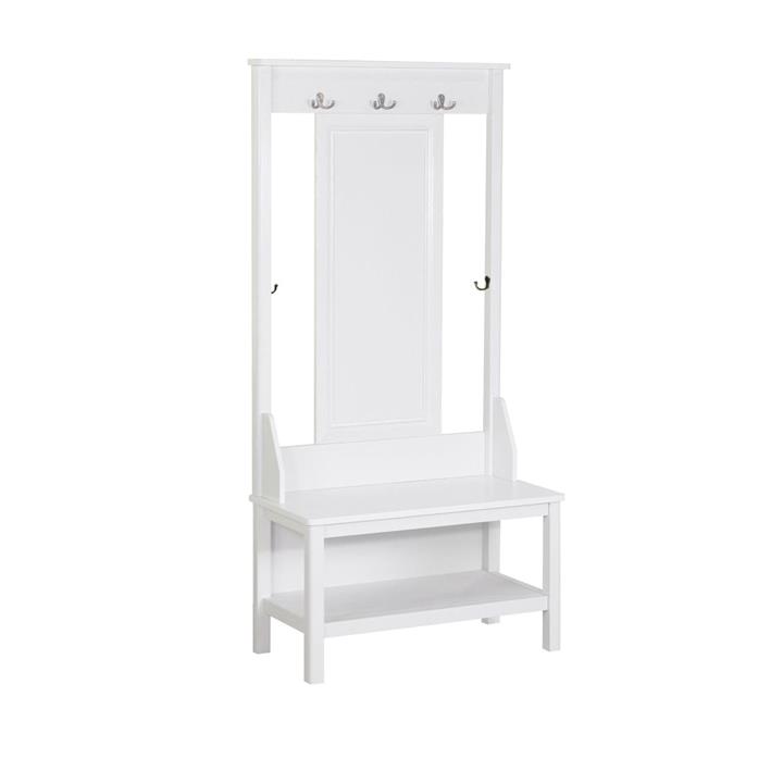 Hinton Modern Minimalist Coat Rack Hall Tree Shoe Cabinet - White