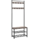 175cm Coat Rack Stand Shoe Bench with Shelves Greige
