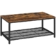 Coffee Living Room Table with Dense Mesh Shelf Rectangle Rustic Brown