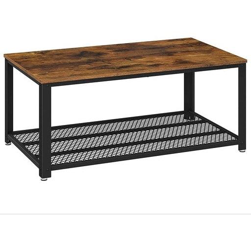 Coffee Table Rectangle with Mesh Shelf Rustic Brown