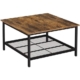 Coffee Table Square Cocktail with Dense Mesh Shelf Rustic Brown