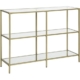 3 Tier Console Table with Tempered Glass Top Gold