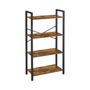 4 Tier Bookshelf Ladder Shelf Industrial Rustic Brown and Black