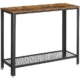 Console Table with Mesh Shelf Hall Table Rustic Brown