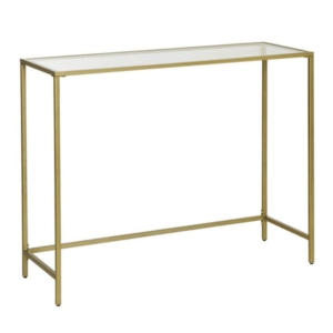 Console Table with Tempered Glass Top Hall Table Gold