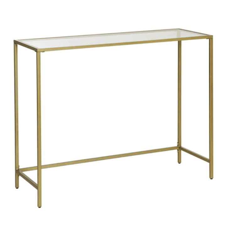 Console Table with Tempered Glass Top Hall Table Gold