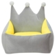 Pet Bed Crown Shape Velvet Medium Grey Yellow