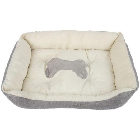 Pet Bed Bone Cushion Plush Cotton Small Grey