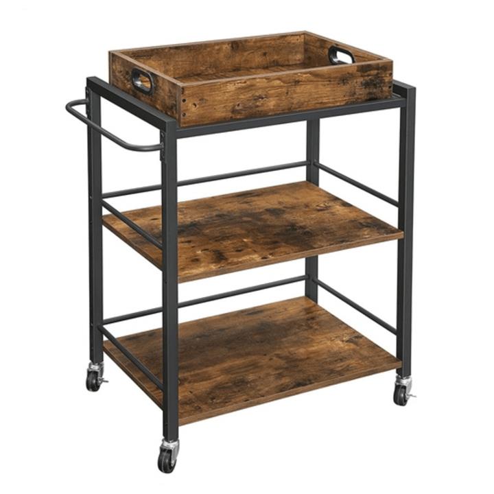 Vasagle Kitchen Trolley Utility Cart with Removable Tray and Universal Castors