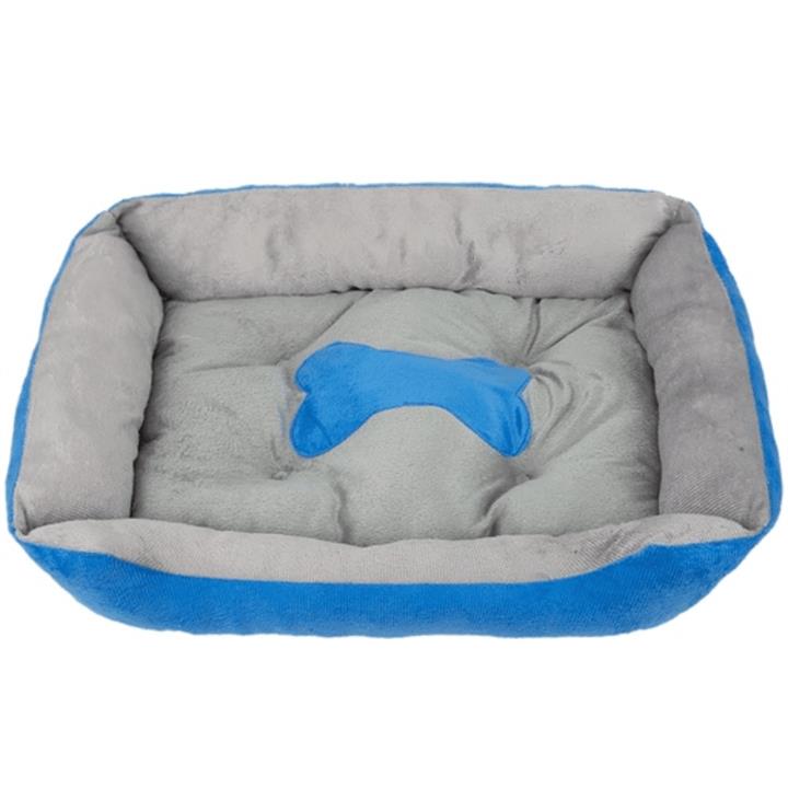 Pet Bed Bone Cushion Plush Cotton Small Blue