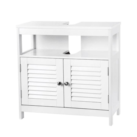 Vasagle Under Sink Cabinet with 2 Doors Open Compartment White Bathroom Cabinet