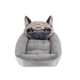 Pet Bed 3D Cartoon Square Pug Small Size (Grey)