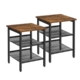Vasagle Set of 2 Side Table with 2 Mesh Shelves Nightstands Rustic Brown