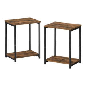 Vasagle Side Table Set of 2 Vintage Brown with Storage Shelf Accent table