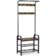 Entryway Hall Tree Coat Rack Stand 183cm Shoe Bench with Shelves Rustic Brown