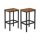 Set of 2 Industrial Bar Stools Square Rustic Brown