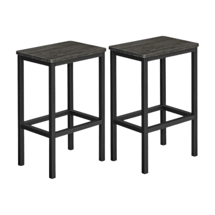 Set of 2 Kitchen Bar Chairs Charcoal Gray - VASAGLE