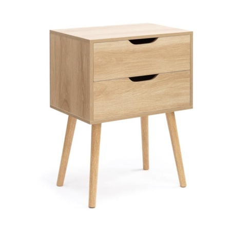 Nic Wooden Bedside Nightstand Side Table W/ 2-Drawers - Oak