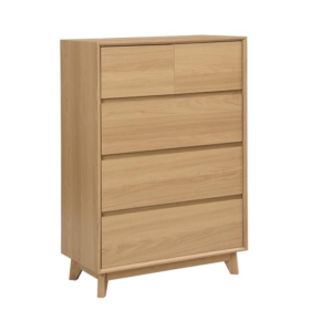 Hannah Wooden Chest Of 5-Drawers Tallboy Storage Cabinet - Oak