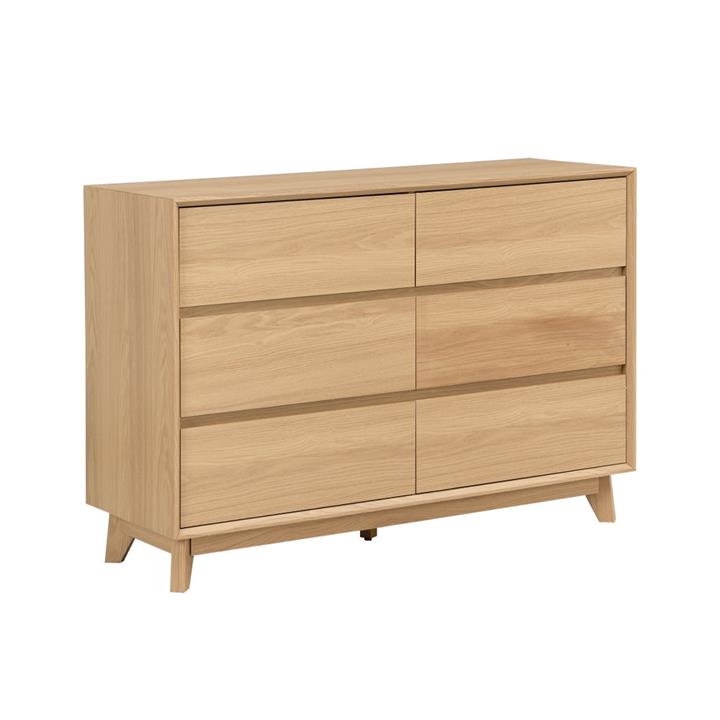 Hannah Wooden Dresser Chest Of 6-Drawers Storage Cabinet - Oak