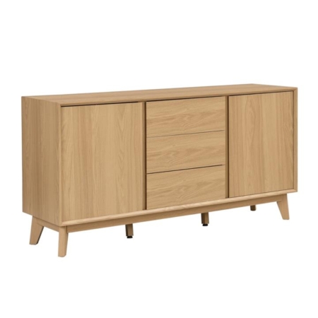 Hannah Wooden Sideboard Buffet Unit W/ 2-Doors 3-Drawers - Oak