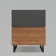Zane Bedside Nightstand Side Table W/ 2-Drawers - Walnut/Charcoal