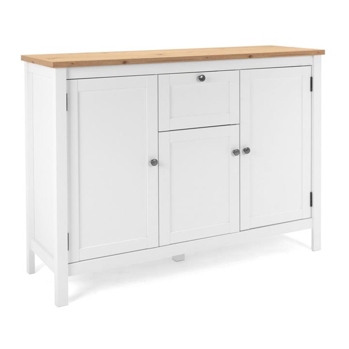 James Buffet Unit Sideboard W/ 3-Doors 1-Drawer  Storage Cabinet - White/Oak