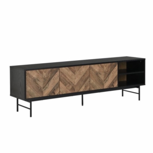 Magnus Entertainment Unit TV Stand W/ 3-Doors - Walnut/Black