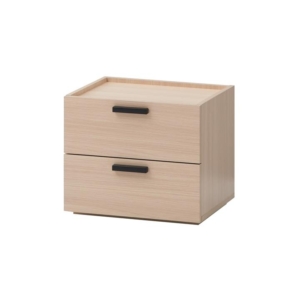 Keith Bedside Nightstand Side Table W/ 2-Drawers - Oak