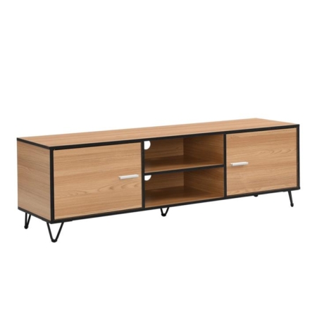 Roy TV Stand Entertainment Unit W/ 2-Doors - Oak/Black