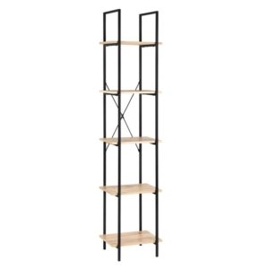 Randy 5-Tier Narrow Bookcase Display Shelf - Oak/Black